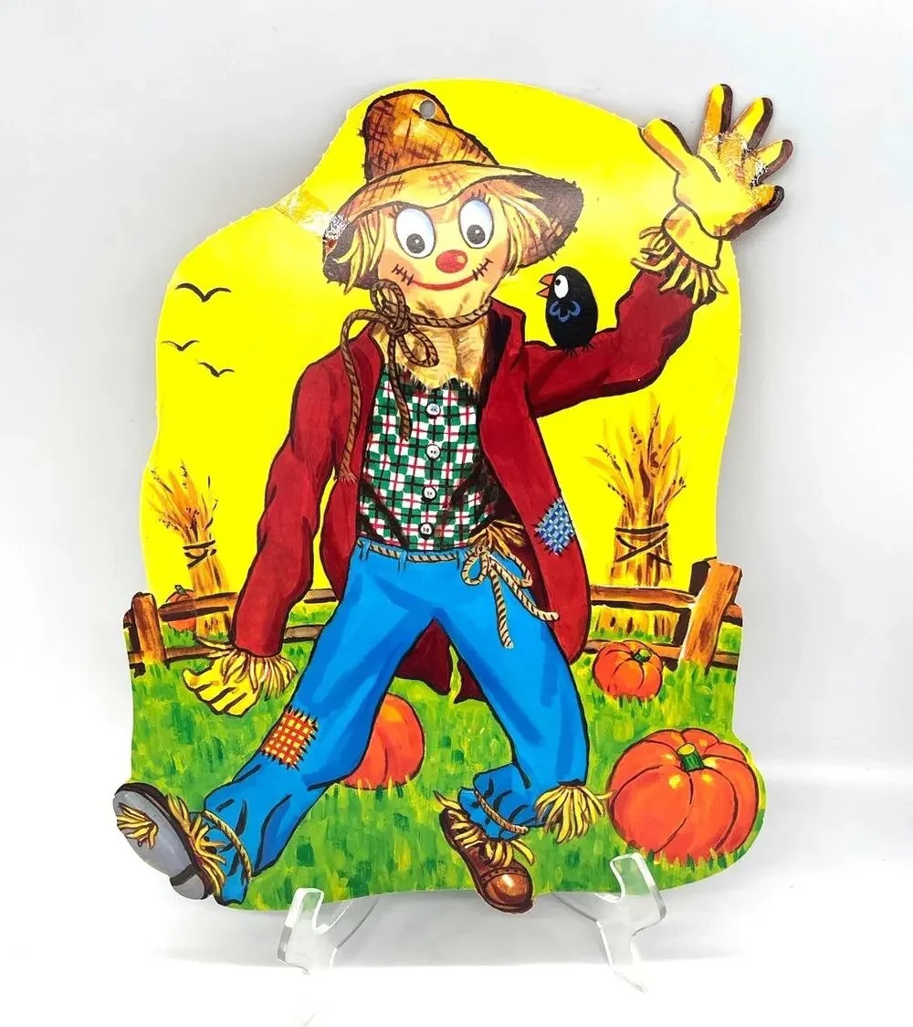 Vintage Peck USA Halloween Die Cut Scarecrow Decoration Dbl Sided 14